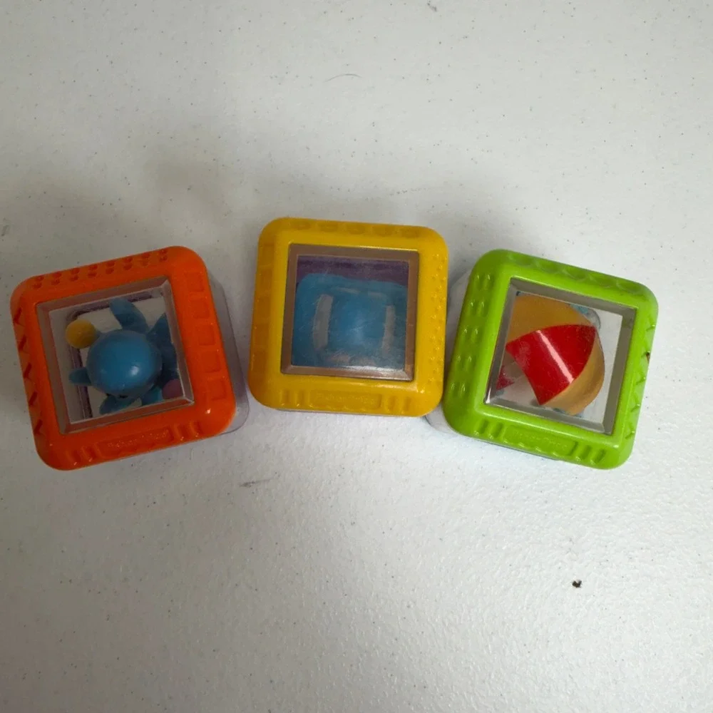 Fisher-Price OS Activity Blocks Peek-a-Blocks O C U Octopus Car Umbrella Set